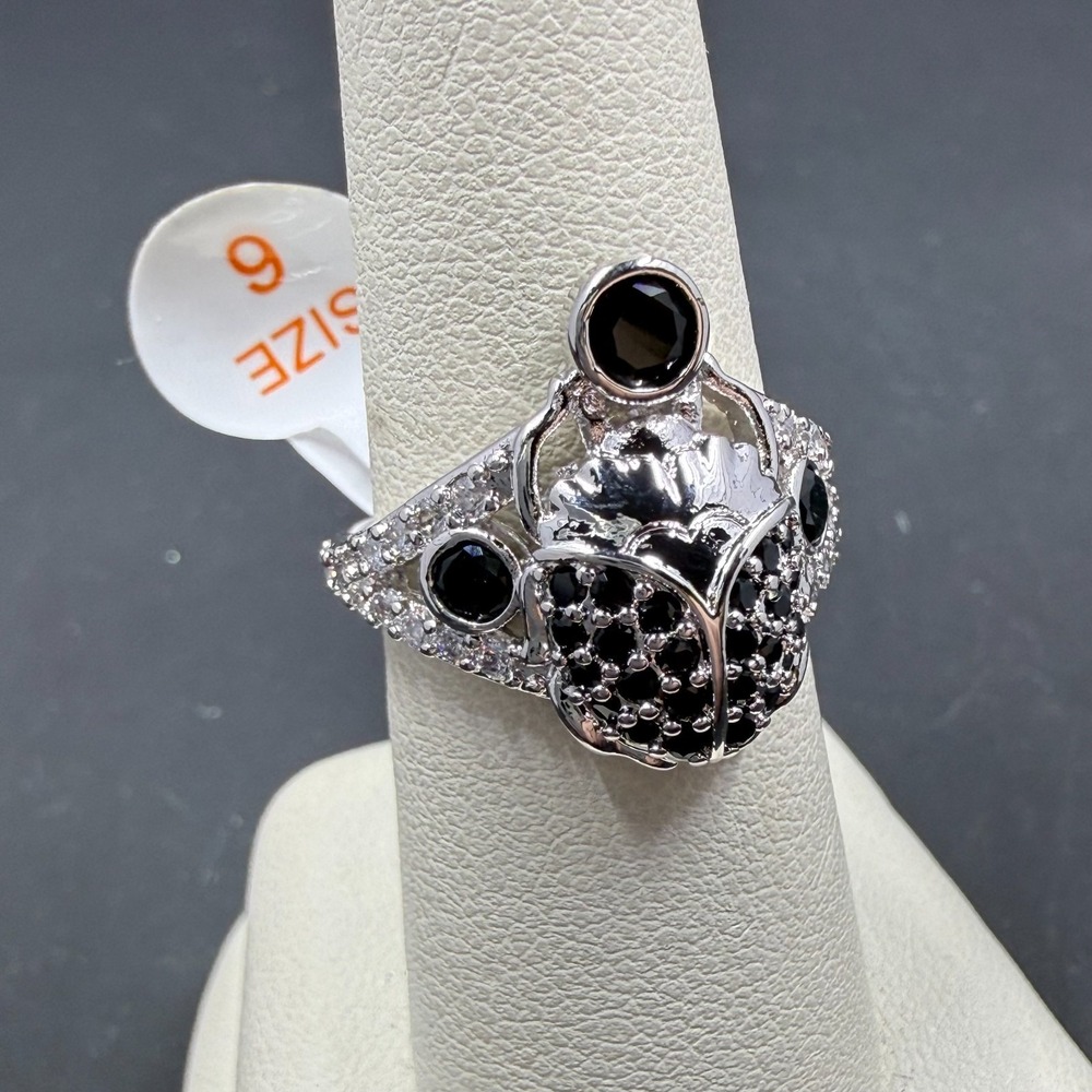Bomb Party The Ring of Immortality Size 6 Ring Black Onix CZ RBP2639 Rhodium
